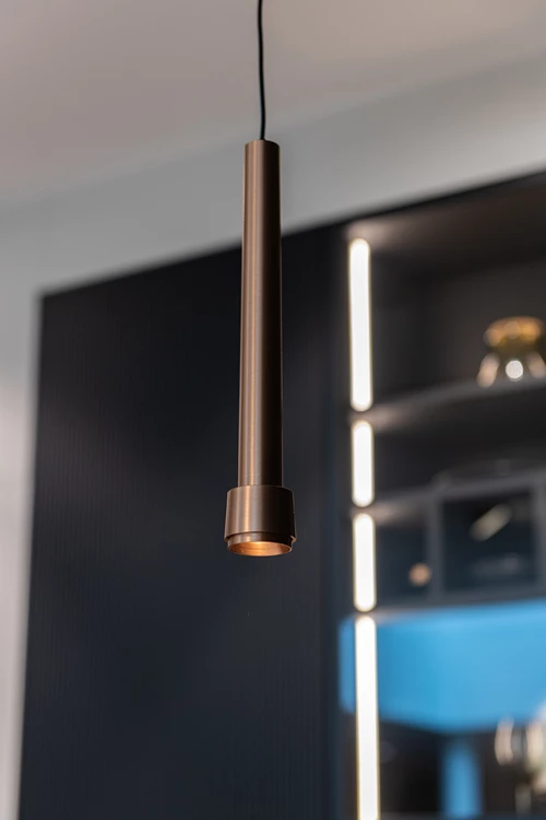 Lucide Premium LINIAL TUBIZ Pendelleuchte - 1-Phasen Stromschiene / Schienensystem smart  - Smart - 48V Track - 1xLED - Champagne - Atmosphäre 2